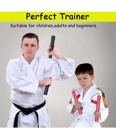 Safe Foam Rubber Training Nunchucks with Bearing Ball System - 2PCS Set for Kids, Beginners, Adults - Black - Buy Online on GoSupps.com