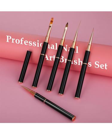 Lusofie 5Pcs Double-Ended Nail Art Brushes - Professional Acrylic Liner & Detail Brushes for Manicure, Nail Painting, and Design - Salon Quality Tools for Home DIY - Buy Online on GoSupps.com
