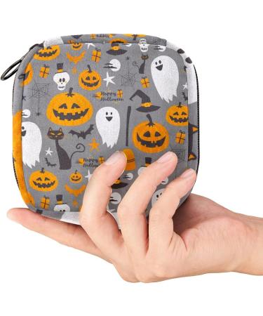 Multicolor Halloween Specter Pumpkin Sanitary Napkin Storage Bag - Portable Menstrual Cup Pouch for Women & Teen Girls - Buy Online on GoSupps.com