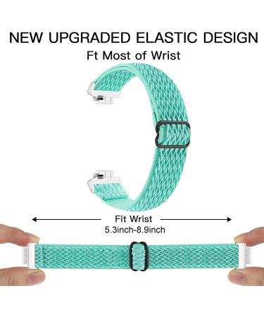 2-Pack Elastic Watch Band for Fitbit Inspire 2/Inspire/Inspire HR - Ocean Green-Black Nylon Wristband Replacement - Buy Online on GoSupps.com
