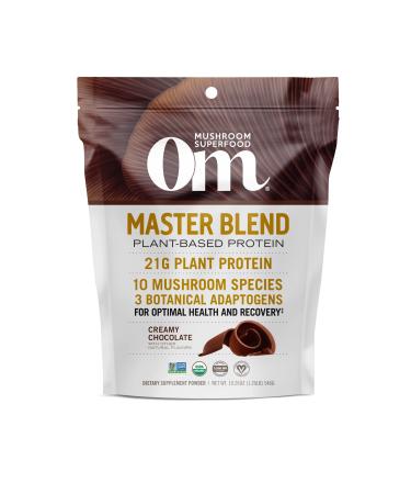 Om Mushroom Superfood Master Blend Plant-Based Protein Powder  19.26 Ounce  14 Servings  Creamy Chocolate Protein with 10 Mushroom Complex  Lions Mane  Adaptogens for Optimal Health and Recovery Protein-Chocolate 19.26 O...