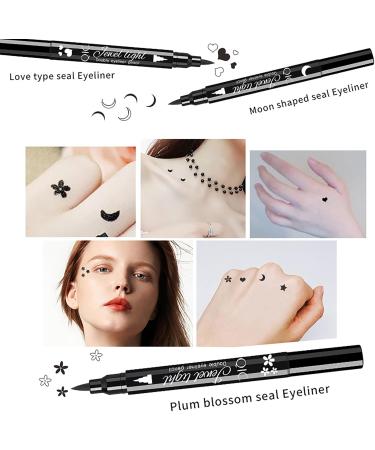 CHSEEO 4 Pcs 2 Heads Liquid Eyeliner Set Eyeliner Stamp 24 Hr Wing Cat Eye Coloful Eyeliner Waterproof Smudge Proof Longwearing Quick Drying Eyeliner Pencil - Star Moon Heart Beginners Makeup Gift - Buy Online on GoSupps.com