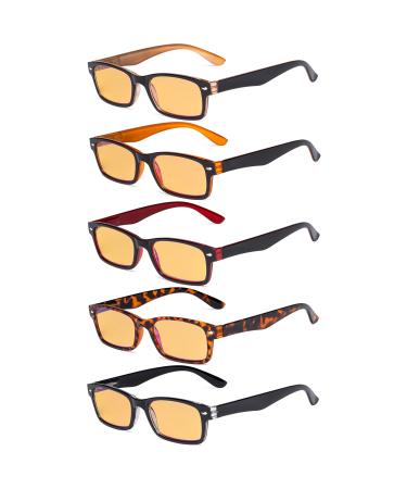 Eyekepper 5 Pack Blue Light Filter Glasses Classic Computer Reading Glasses Amber Tinted +2.50 +2.50 Blue Light Blocking-b90-5 Pairs