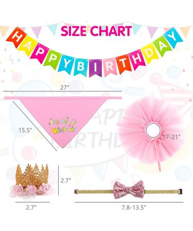 SCENEREAL Dog Birthday Bandana 5-Piece Set with Crown and Dress - Cute Pink Tutu Outfit for Small Medium Dogs - Buy Online on GoSupps.com
