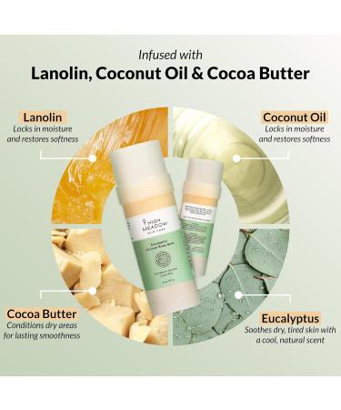 High Meadow Eucalyptus All Over Body Balm Stick - 2 oz | Deep Moisturizing Lanolin Coconut Oil & Cocoa Butter Blend | Hydrates Dry Skin Naturally | Portable Non-Greasy & Refreshing - Buy Online on GoSupps.com