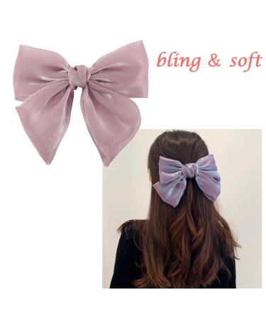 8 Pack Shiny Fabric Large Bow Hair Clips, Handmade Hair Accessories for Women - Buy Online on GoSupps.com