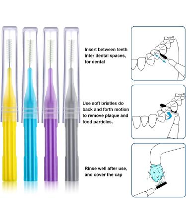 100 Pieces Interdental Braces Brush Set for Oral Hygiene - Light Blue/Grey/Purple - Buy Online on GoSupps.com