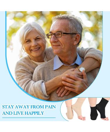 2 Pairs Women's Compression Ankle Sleeve 20-30mmHg - Open Toe Swelling Relief, Arch Support, Pain Relief - Men's Heel Socks - Black/Nude (Medium) - Buy Online on GoSupps.com