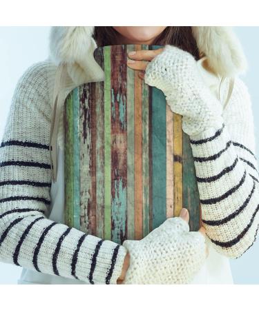 Vintage Wooden Heat Bottle 2L with Fluffy Cover | Cozy Hot Water Bottle for Pain Relief | Back Neck & Shoulders - Buy Online on GoSupps.com