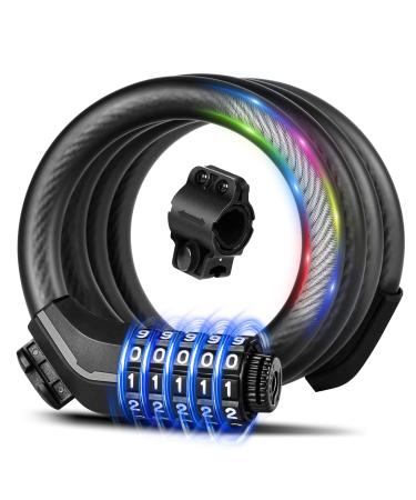 KEYSTP Bike Lock Cable, Up to 15mm Thicker Steel Cable, High Security 5-Digit Resettable Combination Bicycle Lock Anti-Theft, Scooter Lock with Mounting Bracket for Bikes and Scooters - Buy Online on GoSupps.com