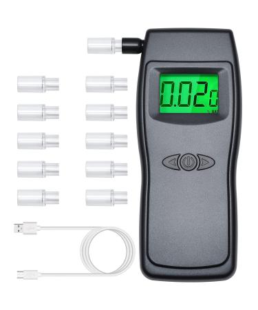 Breathalyzer Professional Alcohol Tester by BELLADDY INC  USB Rechargeable Portable, Comes with 10 Mouthpieces, EK923