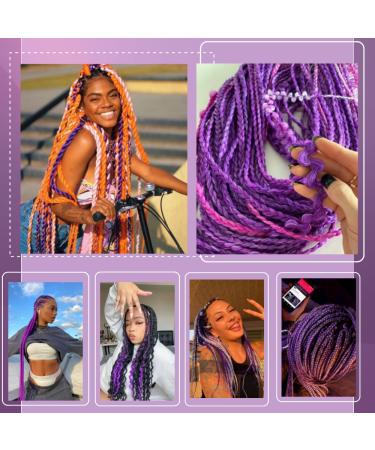 YDDM 20 Inch Pre-Stretched Braiding Hair Extensions - 6 Pack Lavender Jumbo Braids | Kunsthaar Braid Extension for Stylish Hair - Buy Online on GoSupps.com