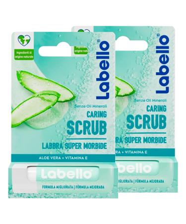 Labello Labello Moisturizing Scrub with Organic Aloe Vera Lip Butter and Exfoliating Particles Enriched with Vitamins and Mineral Oils Microplastic-Free - 2 Sticks