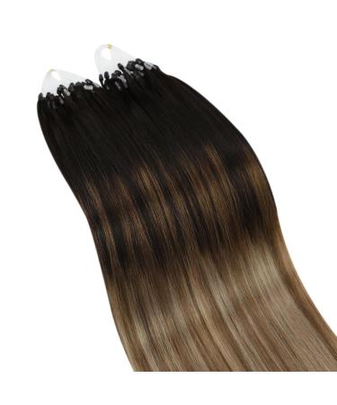 UGEAT Microring Real Hair Extensions - Ombre Dark Brown to Light Brown 55cm Micro Loop Extensions 50g 50 Strands - #2/6/10 - Buy Online on GoSupps.com