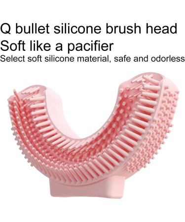 Spaceship Series Kids U-Shaped Toothbrush with 360 Thorough Cleansing Food Grade Soft Silicone for Boys Girls Toddlers Children Pink - Buy Online on GoSupps.com