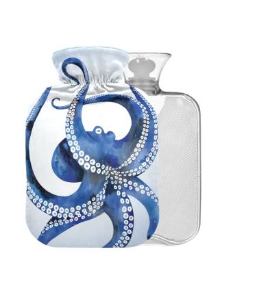 Octopus Hot Water Bottle with Cover 1L Small Hot Water Bag for Pain Relief Headaches Neck and Shoulders BPA Free