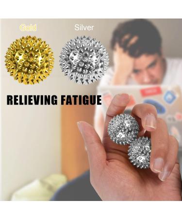 Huoberr Magnetic Acupressure Balls & Massage Rings Set - Stress Relief & Relaxation | 2 Balls & 3 Finger Massage Tools (32mm Silver) - International Shipping - Buy Online on GoSupps.com