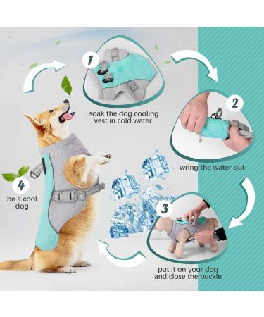 Kuoser Cool Vest for Dogs | Cooling Coat for Hot Summer Days | Breathable & Reflective Safety Jacket for Small & Medium Dogs - Blue S - Buy Online on GoSupps.com