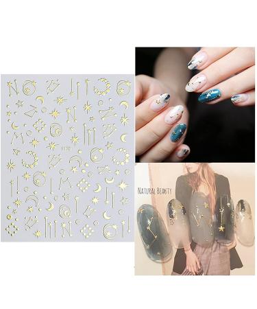 8 Sheets Metallic 3D Nail Art Stickers - Stars, Moon, Planets, Self-Adhesive Decals for DIY Manicure - Buy Online on GoSupps.com