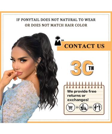 Isaic Black Ponytail Extension - 20 Inch Wavy Synthetic Hairpiece for Women - Buy Online on GoSupps.com