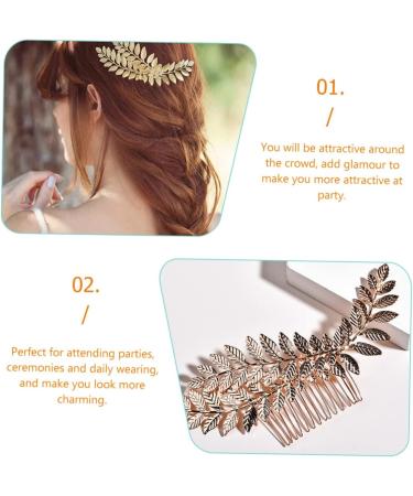 Beaupretty Wedding Hair Accessories comb hair bridal gold trim bridal headpiece gold decor gold headpiece leaves decor leaf decor women headdress Zinc alloy wedding Gold Hair Accessories - Buy Online on GoSupps.com