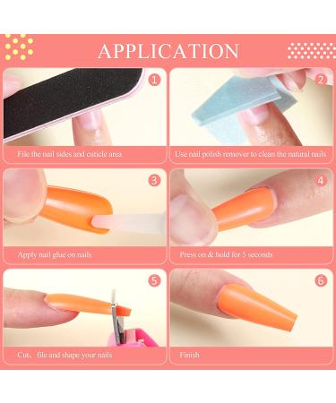 Ejiubas 500Pcs Glossy Press on Nails Set - Long Acrylic False Nails for Women with Glue and Nail Art Accessories - 04 Color Set - Buy Online on GoSupps.com
