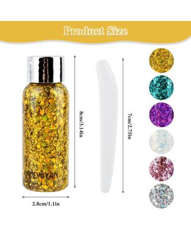 Anntim 6 Bottle Body Gel Glitter Makeup - Festival Face & Hair Glitter Fasching Schminke for Christmas Masquerade & Birthday Celebrations - Buy Online on GoSupps.com