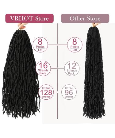 24 Inch Faux Locs Crochet Hair Packs - Pre Looped Curly Wave Butterfly Locs for Black Women | 128 Strands | Soft and Natural Look (1B) - Buy Online on GoSupps.com