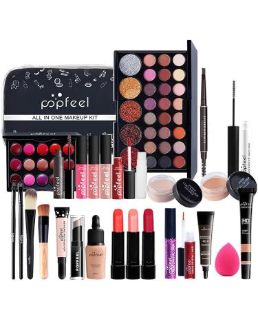 Roseflower 27PC Make-up Set - Portable Multifunctional Cosmetic Kit for Women & Girls | Eyeshadow Palette Foundation Lip Gloss & Concealer - Buy Online on GoSupps.com