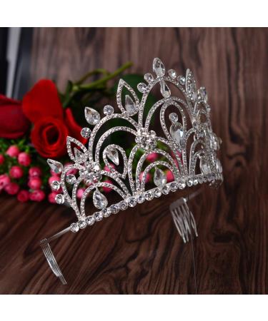 Eseres Tall Pageant Tiaras - Elegant Rhinestone Crown for Women with Combs - Buy Online on GoSupps.com