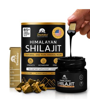 Himalayan Shilajit Resin for Women & Men | 300mg Pure Ultra Gold Grade Shilajit | 85+ Trace Minerals & 75%+ Fulvic Acid | Energy Stamina & Immune Support | Lab Tested | 30g 60 Servings 300mg (Pack of 1)
