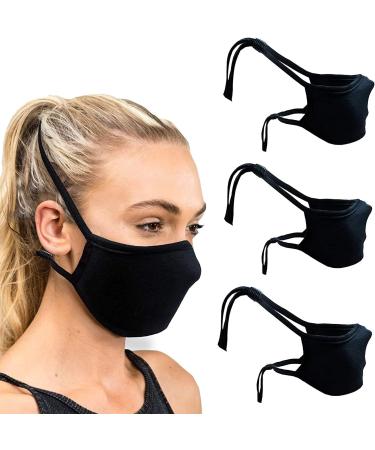 Kunstify 5-Piece Adjustable Black Fabric Masks for Adults & Children | Unisex Headstrap & Ear Loop Protection - Buy Online on GoSupps.com