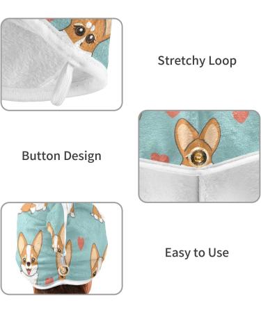 Dog Heart Teal Hair Towel 2 Pack - Super Absorbent Quick Dry Hair Turbans for Women & Girls - Buy Online on GoSupps.com