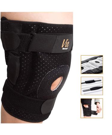 Hinged Knee Brace Plus Size   Newly Engineered Knee Braces with Flexibility  Extra Supportive  Non-Slip and Non Bulky - Vie Vibrante Size 3(Gray): fits 27.5-31.5 Thigh Circ. Gray