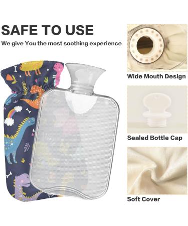 Buy Naanle Colorful Rainbow Dinosaur Heat Bottle - 1L Transparent Hot Water Bottle for Pain Relief Bed Hand & Feet Therapy - Ideal for Hot & Cold Use - Buy Online on GoSupps.com