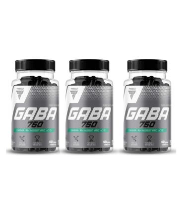 Trec Nutrition GABA 750 ULTRA PURE Gamma-Aminobutyric Acid | Recovery | Deep Relaxing Sleep | Dietary Supplement (180 Capsules 3 Bottles)