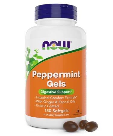 Now Peppermint Gels with Ginger Oil and Fennel Oil 150 Softgels Enteric Coated