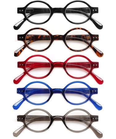 Cojwis 5 Pack Retro Round Reading Glasses for Men & Women | Lightweight 2.5X Readers - 5 Colors Available - Buy Online on GoSupps.com