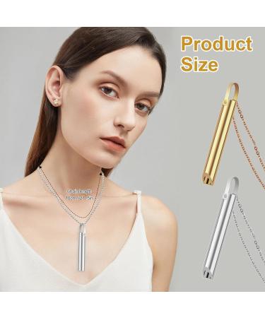 2PCS Breathing & Anxiety Necklace Set - Stop Vaping, Quit Smoking, Mindful Meditation - Silver & Gold - Buy Online on GoSupps.com