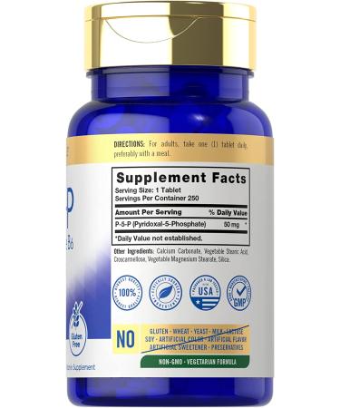Carlyle P5P Vitamin B6 50mg | 250 Vegetarian Tablets | Gluten-Free & Non-GMO Coenzyme B6 - Buy Online on GoSupps.com