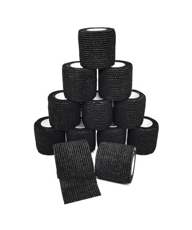 12 Roles Self -adhering bandage adhesive bandage Association Sport Elastic Bandage Cohesive Fixing Association Paving Association Self -adhesive bandage for dog horse animals 5cm x 4.5m black 5cm black