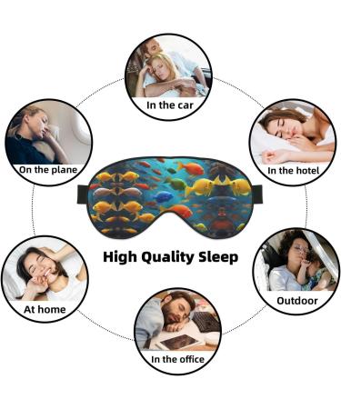 Colorful Fishes Print Unisex Sleep Eye Mask | Soft Comfort Eye Shade for Travel Yoga & Shift Work - Buy Online on GoSupps.com