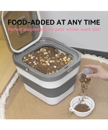 DDMOMMY Collapsible Dog Food Storage Container 10-13 LB Airtight Pet Food Bin with Lid, Measuring Cup, and Silicone Bowl Grey - Buy Online on GoSupps.com