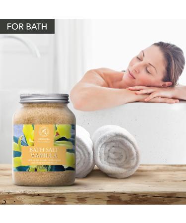 Buy 100% Natural Bath Sea Salt Vanilla 46 Oz - Relaxing Aromatherapy Bath Salts with Cinnamon Essential Oil for Beauty & Good Sleep - Buy Online on GoSupps.com