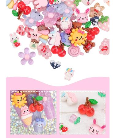 100 Pcs Kawaii Nail Charms - Resin Sweet Candy Animals 3D Decorations for DIY Crafts and Jewelry Making - Buy Online on GoSupps.com