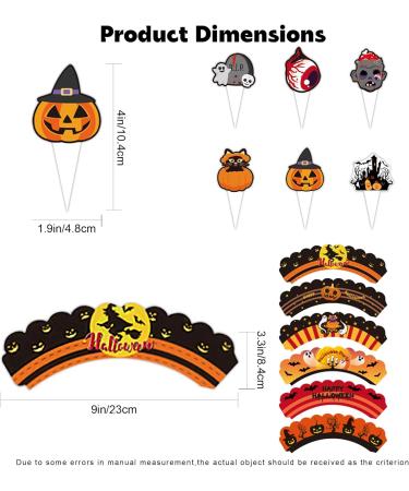 Halloween Cupcake Toppers Wrappers Set - 24 Pieces of Ghoulish Cake Decorations in Pumpkin Bat and Ghost Designs - Creepy Cake Decorating Kit for Halloween Party Supplies Cake Accessories - Buy Online on GoSupps.com