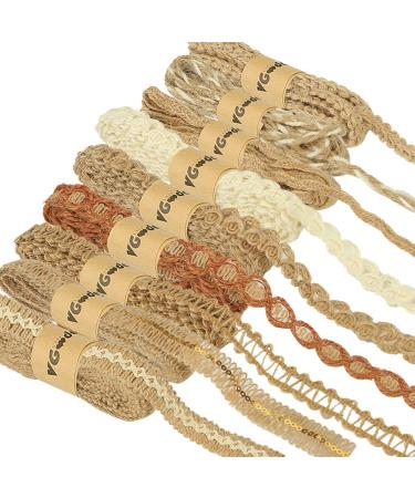 9 Rolls Jute Ribbons Lace Craft Ribbon 18 Meters for Crafts Wraping Gifts Party Holiday and Rustic Wedding Decorations Multicolor