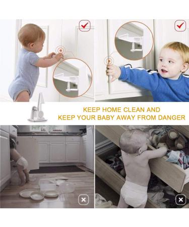 Saconell Child Locking Cabinet Set - 12 Pieces | Invisible Child Safety Locks for Cabinets Drawers and Closets | Strong Adhesive | White & Black - Buy Online on GoSupps.com