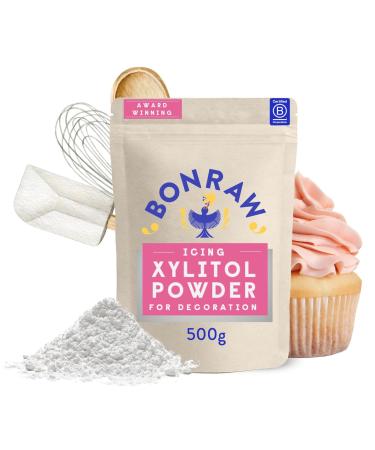 BONRAW Natural Sweetener Silver Birch Xylitol Sugar Free Icing Sugar 500g - Icing Powder For Decoration