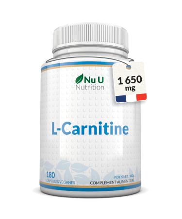 L-Carnitine Complex 1 650mg - 180 High Potency Vegan Capsules - With Riboflavin Biotin Chromium Vitamin D B3 & B6 - L Carnitine Tartrate Supplement - Made in Europe - Nu U Nutrition